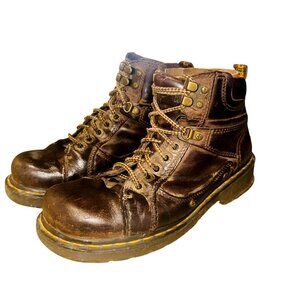 VTG Dr. Martens Soren Air Wair Brown Leather Distressed Work Boots 9M 10W Grunge